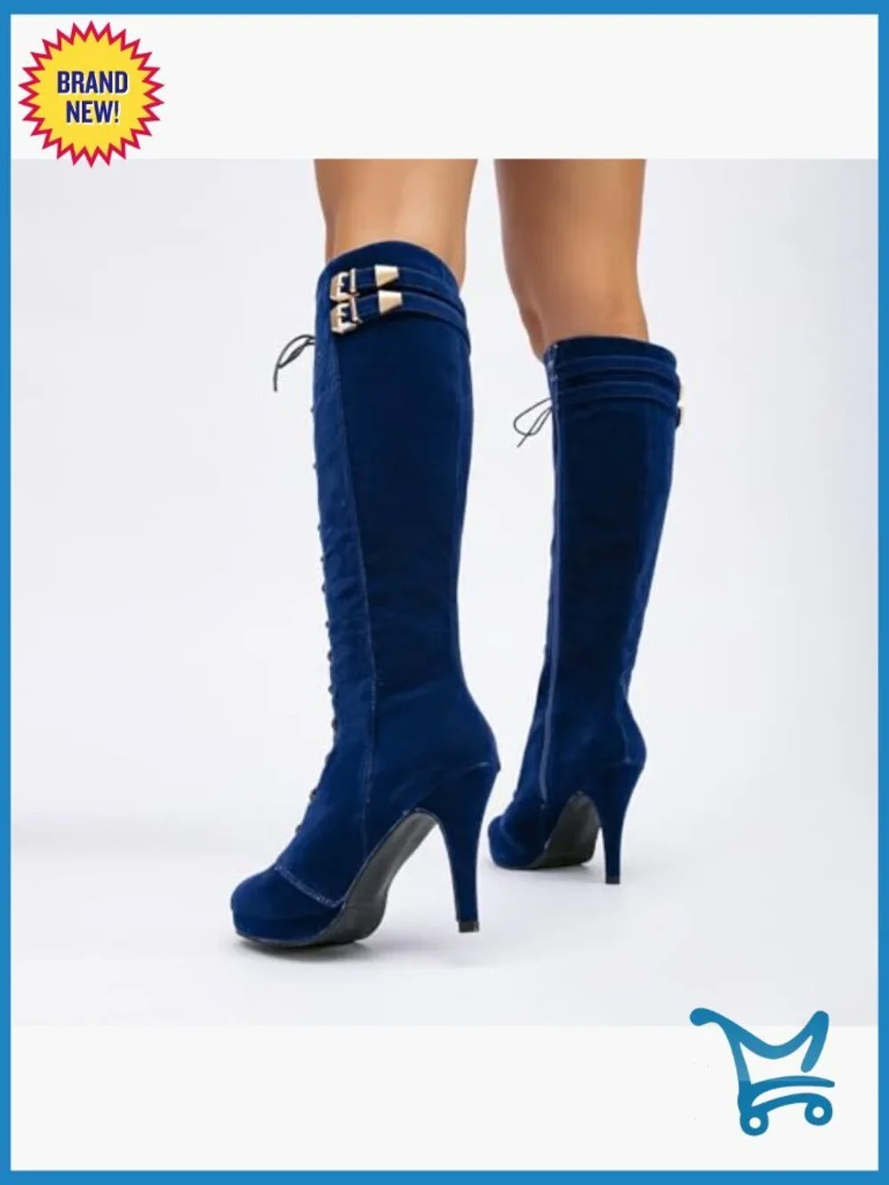 Knee High Boots Suede Lace Up Zipped Thigh High Heel Pointed Toe Fashion Boots